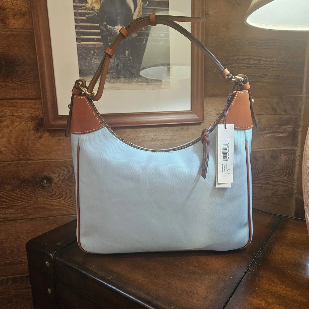 Dooney & Bourke Light Blue and Brown Hobo Bag